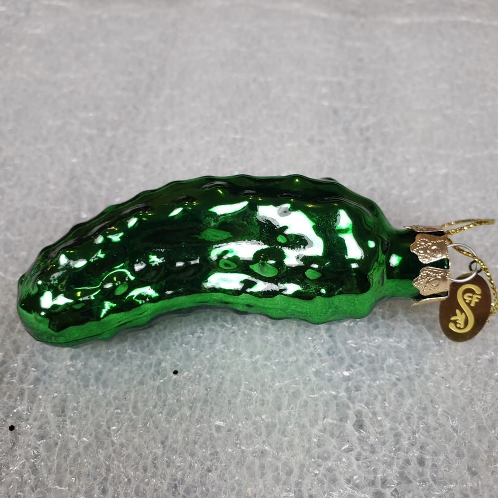 Seasons Of Cannon Falls Handblown Pickle Ornament Christmas